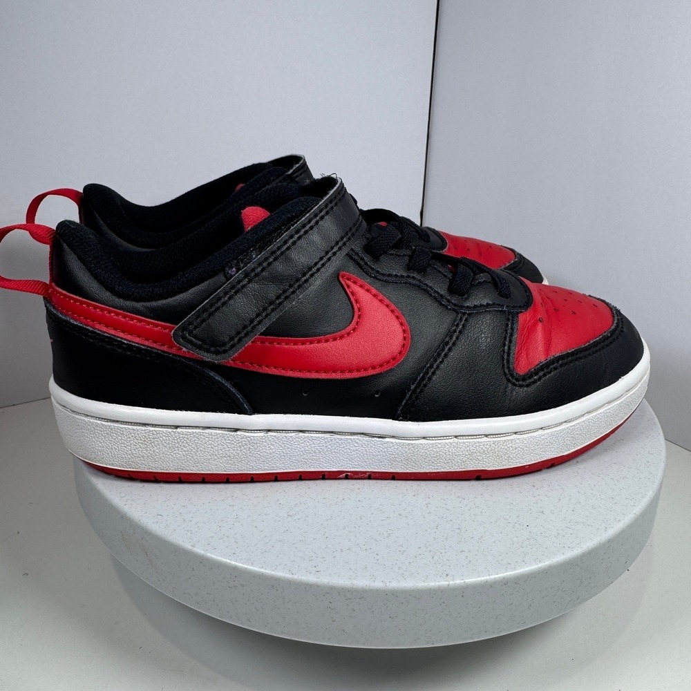 Nike Court Vision Low Boys Black Red Basketball Sneakers Shoes Size 2.5 - Picture 7 of 11